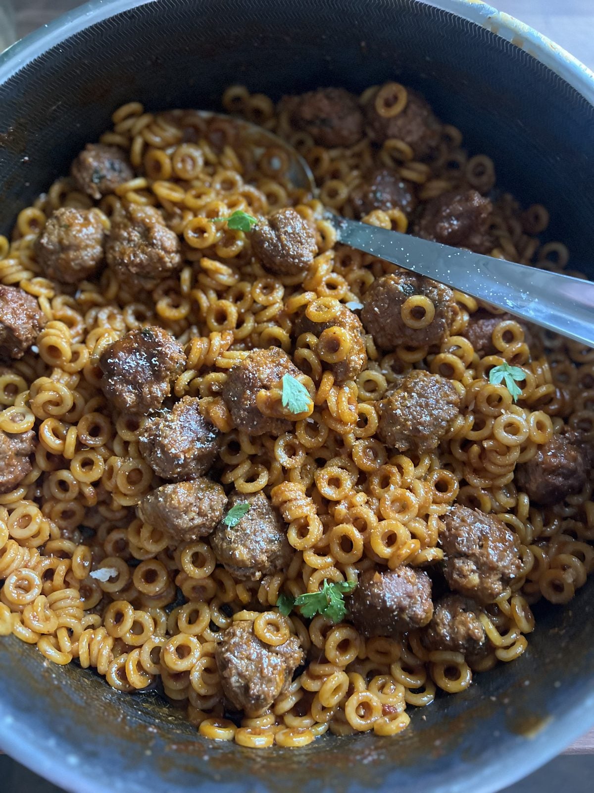 homemade spaghetti os with meatballs