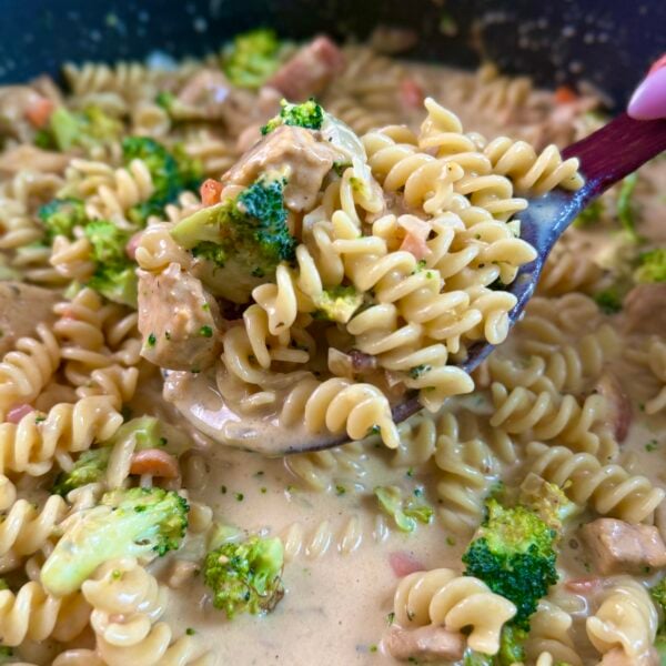Broccoli Cheddar Soup with Chicken Pasta