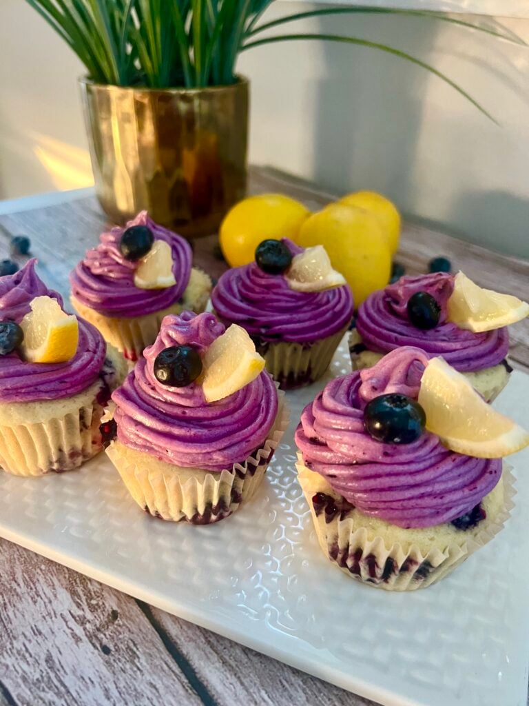 Lemon Blueberry Cupcakes with Blueberry Cream Cheese Frosting
