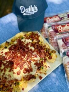 Loaded Bacon Nachos with Cowboy Caviar