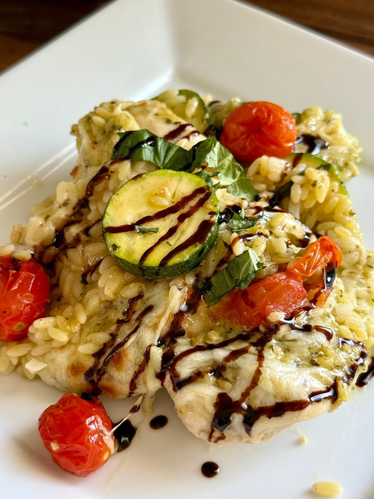 One-Pan 35-Minute Oven Baked Chicken Caprese with Orzo