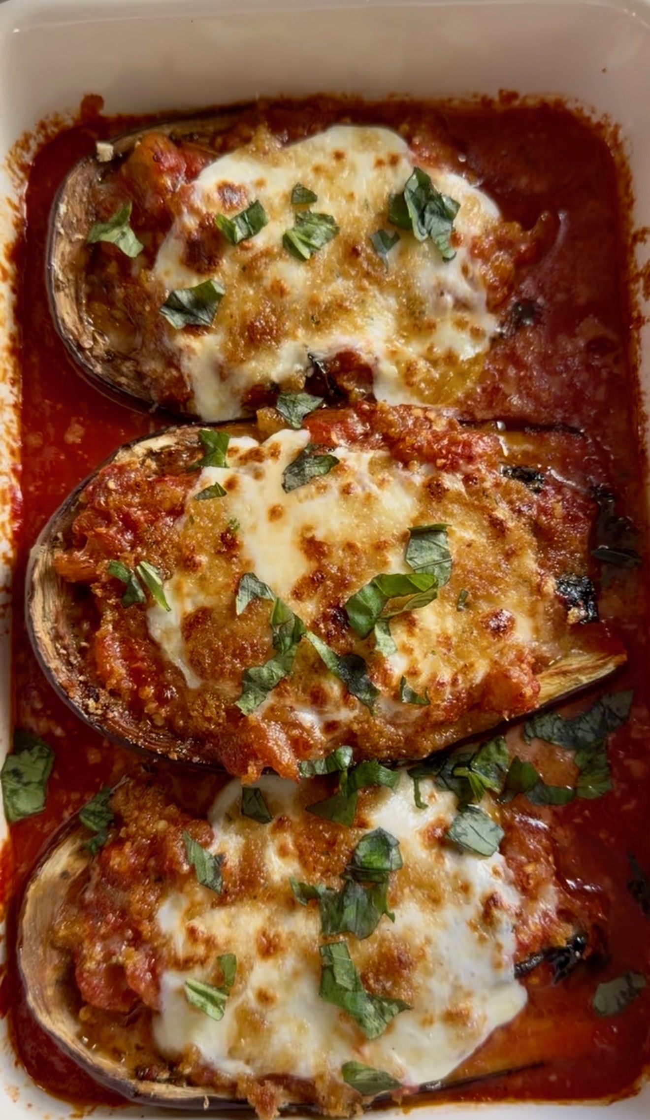 Stuffed Eggplant Parmesan Boats
