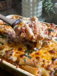 Dump and Bake Baked Rigatoni with Meat Sauce