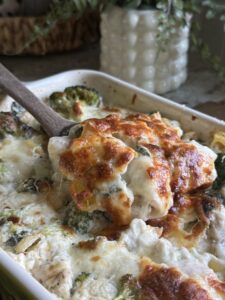 Dump and Bake Chicken Alfredo Pasta
