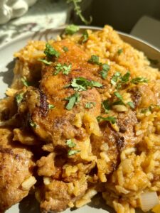 One Pan Chicken and Mexican-Style Tomato Rice