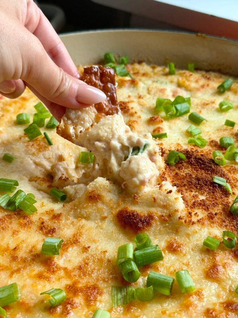 Crab Rangoon Dip with Homemade Wonton Chips