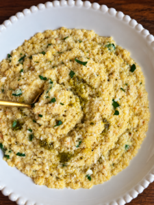 Garlic Parmesan Pastina with Pesto