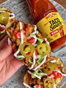 Crispy Taco Stuffed Potato Skins